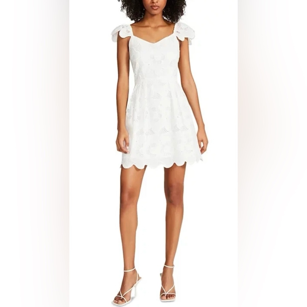 NWT Steve Madden Sierra Eyelet Lace Dress | White Scalloped Mini Dress | Size 0